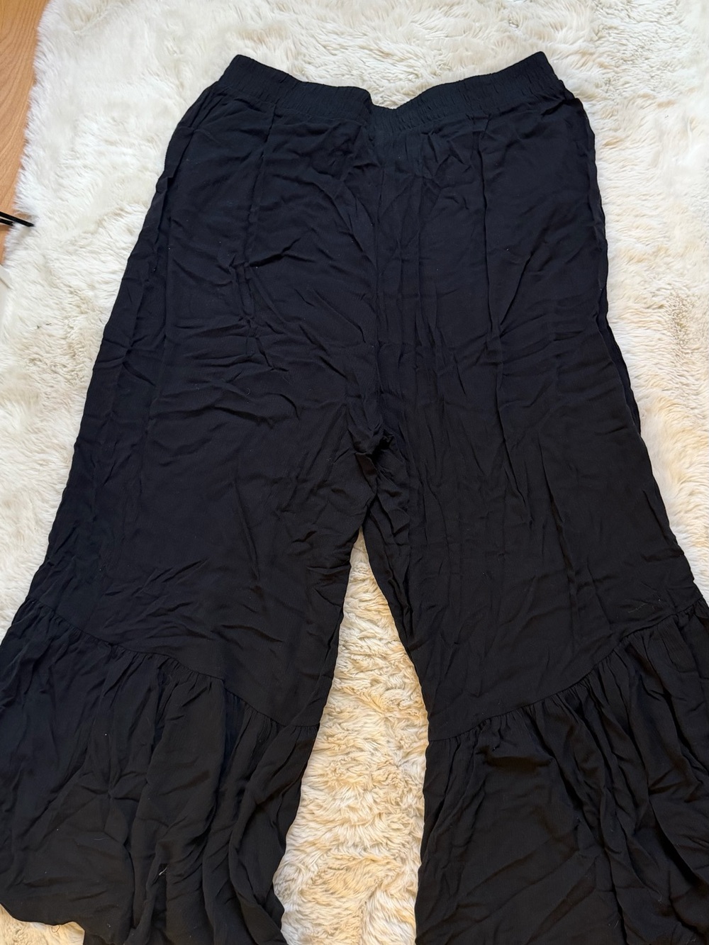 torrid Black Wide-Leg Tiered Ruffle Palazzo Pants